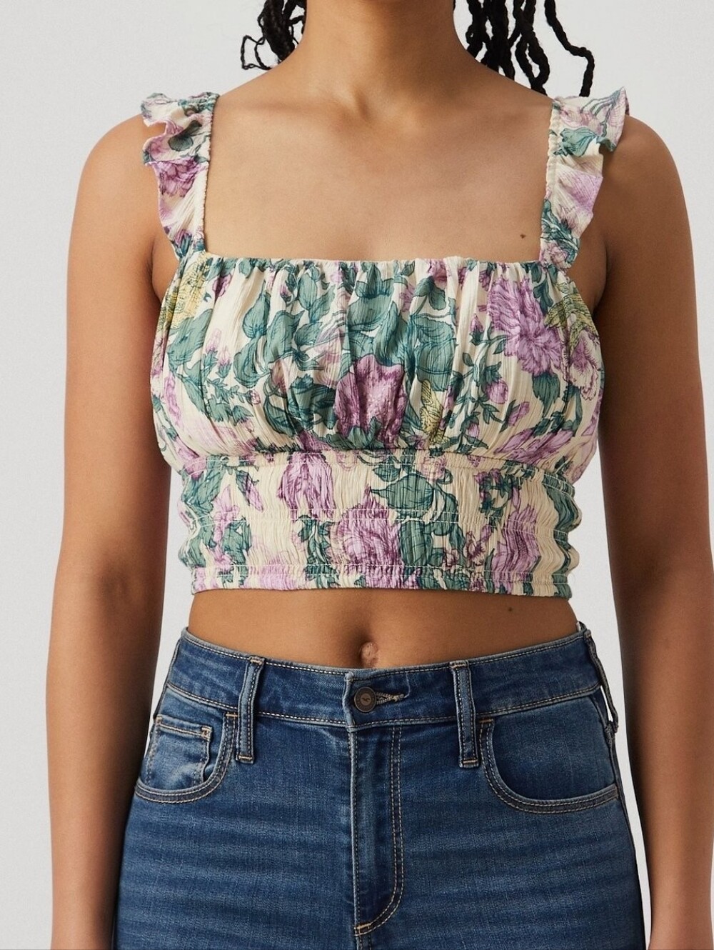 Abercrombie & Fitch Crinkle Textured Ruffle Top